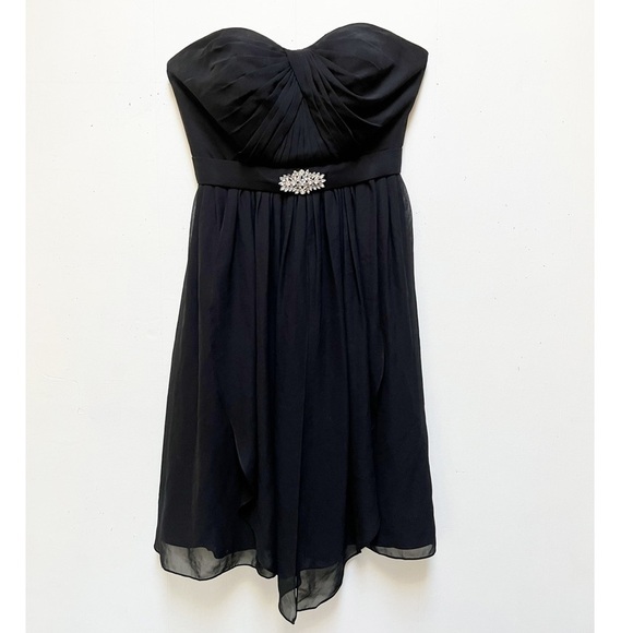 Milano Formals Strapless Semi-Sweetheart Pleated Short Party Dress Black Size 2 - Picture 8 of 9